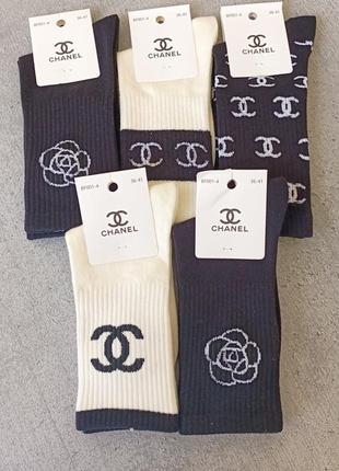 Женские носки высокие fashion socks chanel размер 36-41 микс 5 пар