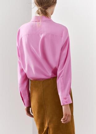 Шелковая розовая женская блуза zara new4 фото