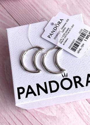 Серьги пандора серебро 925 серьги pandora хупы «полумесяц» серьги кольца конго оригинальные серьги пандора новые бирка пломба6 фото