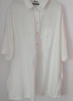 Рубашка сорочка біла з льону 48 розміру