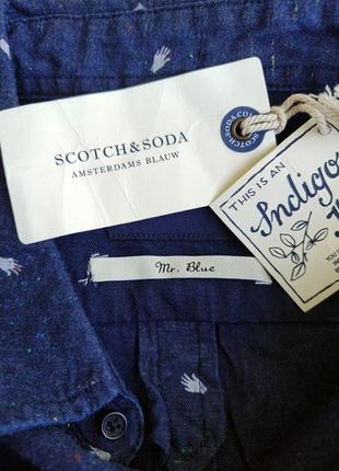 Плотная мужская хлопковая рубашка slim fit scotch&soda amsterdam blauw3 фото