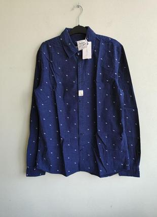 Щільна чоловіча бавовняна сорочка slim fit scotch&soda amsterdam blauw