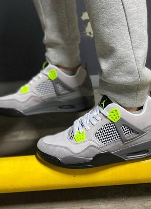 Замшевые кроссовки nike jordan retro 4 se 95 neon 41-46. кроссовки мужественные замш