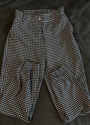 Штаны брюки джогеры в клетку черные белые шахматные школьные хс на резинке женские подростковые