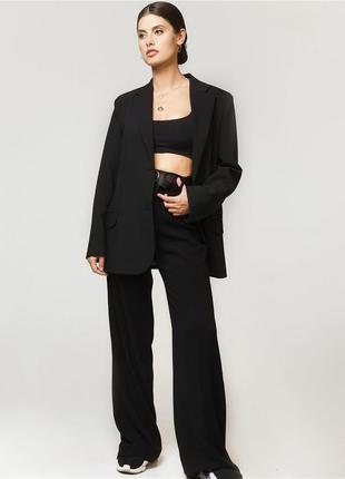 Брендові чорні широкі штани брюки палаццо труби з високою талією m&s, 16 розмір.