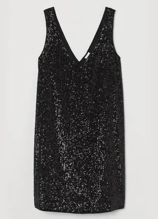 Коктельное черное платье из паеток1 фото