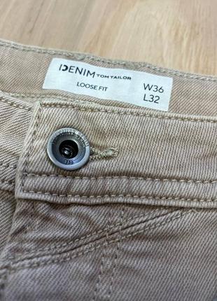 Чоловічі джинси tom tailor loose fit w36l32 пісочний/бежевий колір6 фото