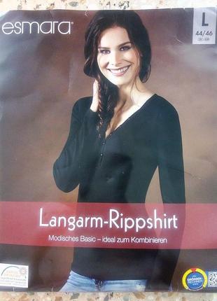 Кофта стильная rippshirt длинный рукав. l (44/46 евро) esmara нимечки