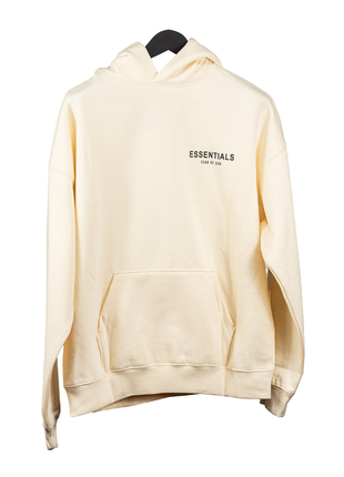 Fear of god essentials star hoodie beige.