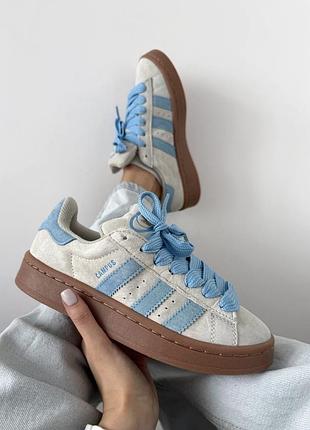 Адедас кампус adidas campus « light grey / blue »1 фото