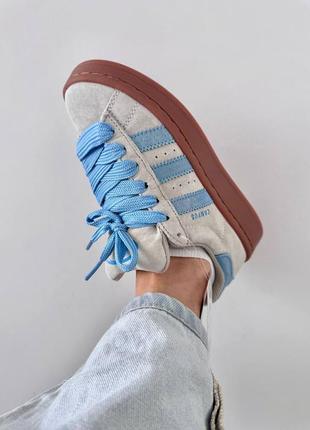 Адедас кампус adidas campus « light grey / blue »6 фото