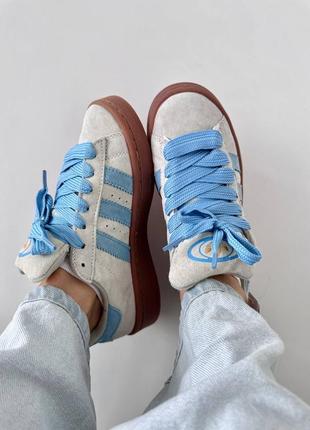 Адедас кампус adidas campus « light grey / blue »5 фото