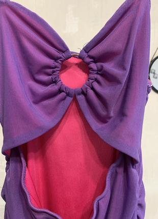 Shein платье мини фиолетовое с разрезом на животе5 фото