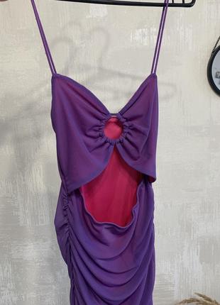 Shein платье мини фиолетовое с разрезом на животе9 фото