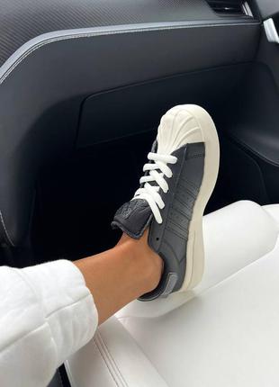 Женские кожаные кроссовки adidas superstar white black platform адедас суперстары3 фото