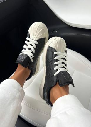 Женские кожаные кроссовки adidas superstar white black platform адедас суперстары2 фото
