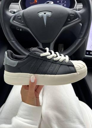 Женские кожаные кроссовки adidas superstar white black platform адедас суперстары9 фото