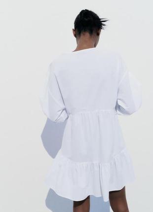 Коротке поплінове плаття з прорізною вишивкою4 фото