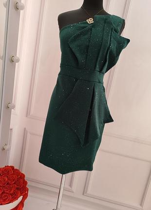 Платье темно зеленое блески4 фото