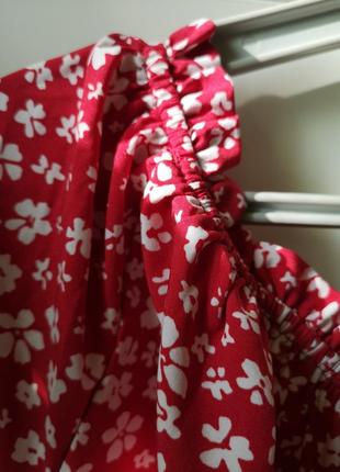 Красная блуза испанка с опущенными плечами на резинке2 фото
