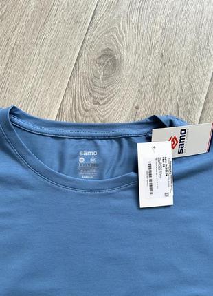 Базовая однотонная футболка большого размера хлопок летняя футболка катон голубая узбекистан samo5 фото
