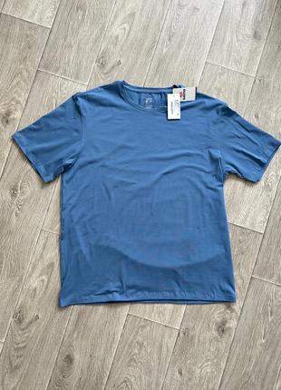Базовая однотонная футболка большого размера хлопок летняя футболка катон голубая узбекистан samo6 фото