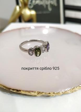 Посеребренное кольцо под ретро винтаж с камушками кольцо кольца тонкая блестящая покрытие серебро 9252 фото