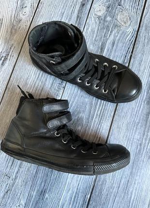 Крутые кожаные кеды converse на липучках