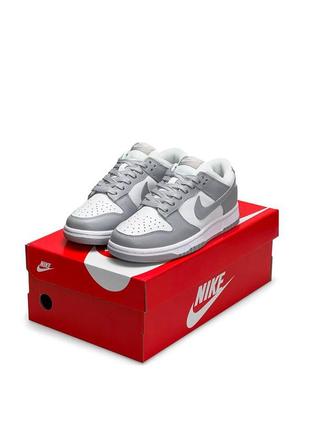 Жіночі кросівки nike sb dunk low prm all white grey