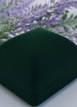 Ювелірна подарункова упаковка футляр коробочка для сережок зелений квадрат оксамитова1 фото