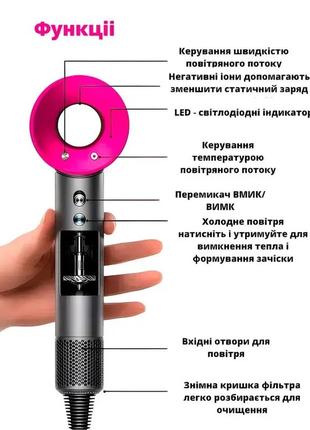 Фен для волос super hair dryer, 1600 вт, с турбо режимом и ионизацией4 фото