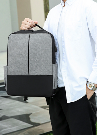 Набір чоловічий рюкзак + чоловіча сумка планшетка + гаманець клатч чорний6 фото