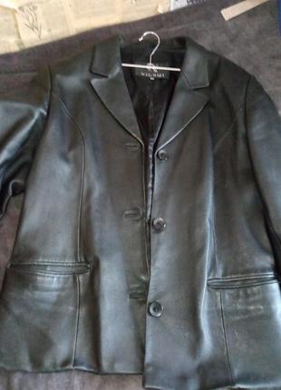 Черный кожаный винтажный пиджак3 фото