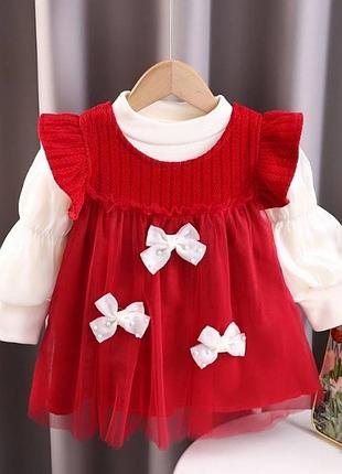 Утепленный комплект для девочки сарафан и гольф 74 - 100 см