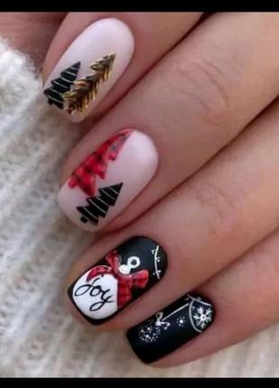 Накладні нігті короткі середні довгі квадрат тіпси френч блистки сердця білі чорні...