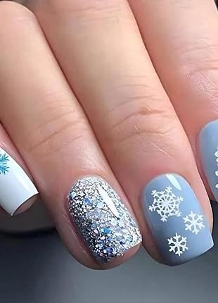 Накладні нігті короткі середні довгі квадрат тіпси френч блистки сердця білі чорні...