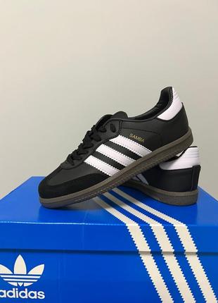 Жіночі шкіряні кросівки adidas samba white black адідас самба