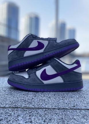 Кроссовки nike sb dunk low pro grey purple4 фото