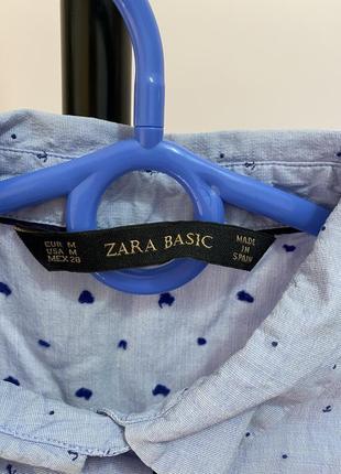 Блуза рубашка zara с якорями нежная голубая6 фото