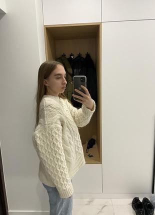 Шерстяной свитер zara белый4 фото