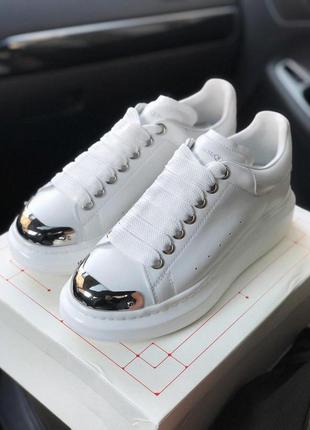 Жіночі кросівки alexander mcqueen metal toe white