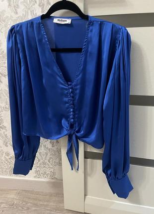 Шелковая блуза роскошного синего цвета