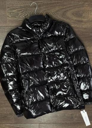 Calvin klein puffer  jacket in black shine   пуховик1 фото