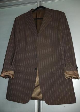 Пиджак мужской pierre cardin коричневый в полоску стильный3 фото