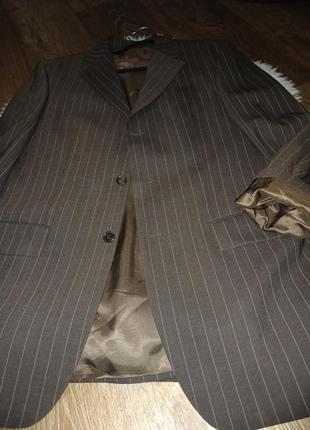 Пиджак мужской pierre cardin коричневый в полоску стильный4 фото