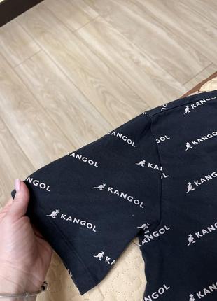 Футболка kangol all over print boxy black aop, классная стильная модная бренд5 фото