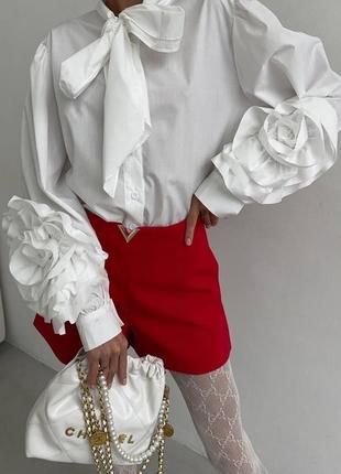 Сорочка блуза з рюшами, квітами та бантом стиль ysl2 фото