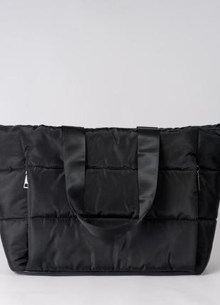 Женская сумка черная сумка нейлоновая сумка подушка дутая сумка