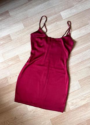 Атласное красное мини платье oh polly3 фото