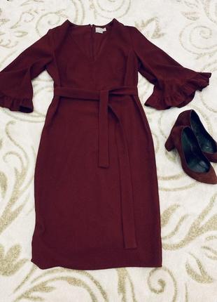 Красиве міді плаття asos трендового винного кольору бордо туфлі7 фото
